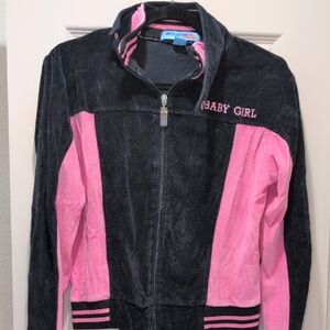 Apollo Baby Girl Pink and Black Jacket And Pants Set Size L